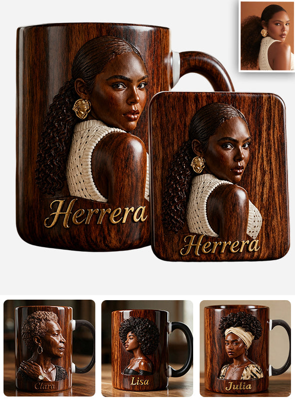 Afro Woman - Personalized African American Accent Mug & Coaster