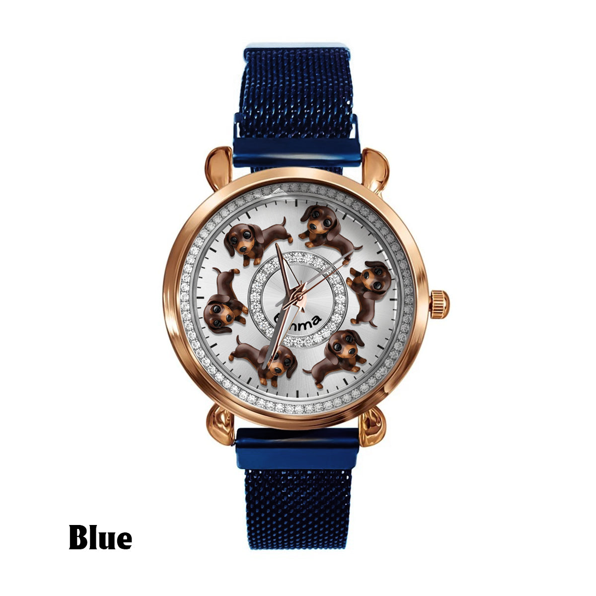 Montre-bracelet personnalisée pour femme avec un chien : « J’aime mes chiens ». 