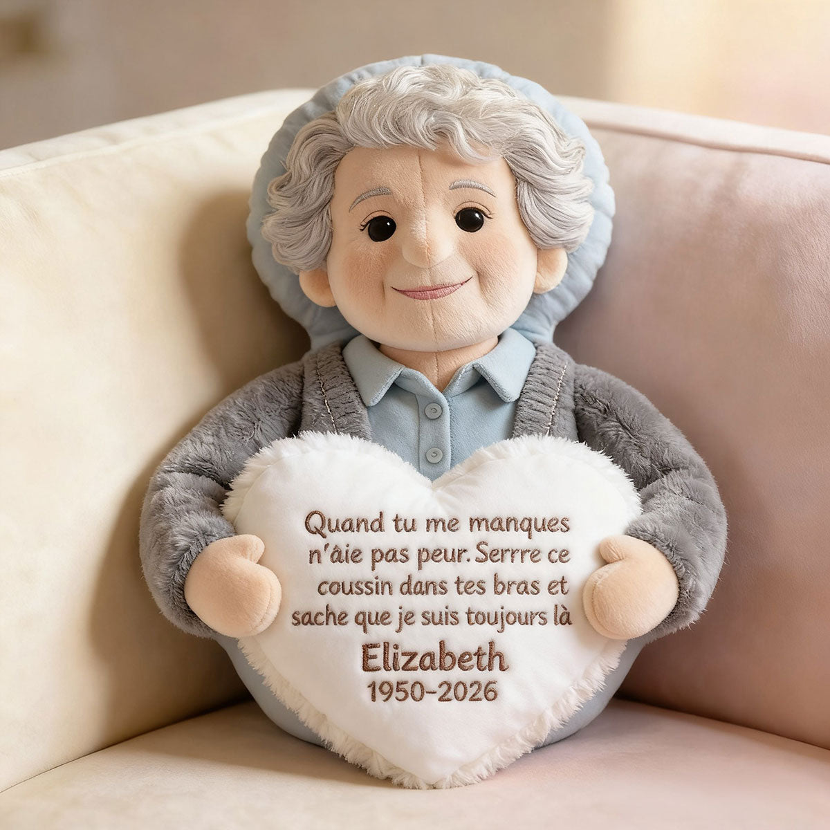 Persönlicher Gedenkbrief aus einem Foto - Almohada Conmemorativa Personalizada de Piel Sintética Premium