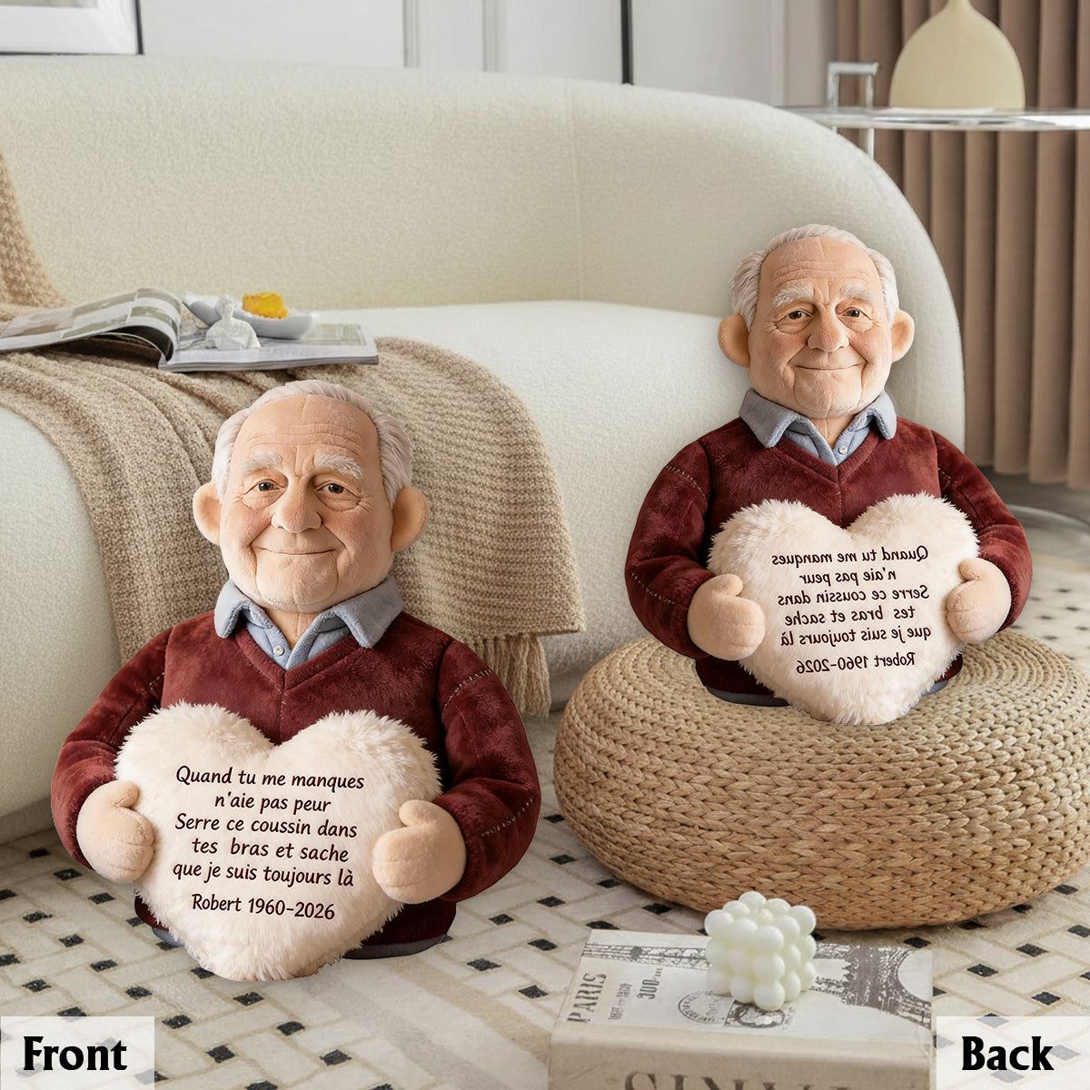 Persönlicher Gedenkbrief aus einem Foto - Almohada Conmemorativa Personalizada de Piel Sintética Premium