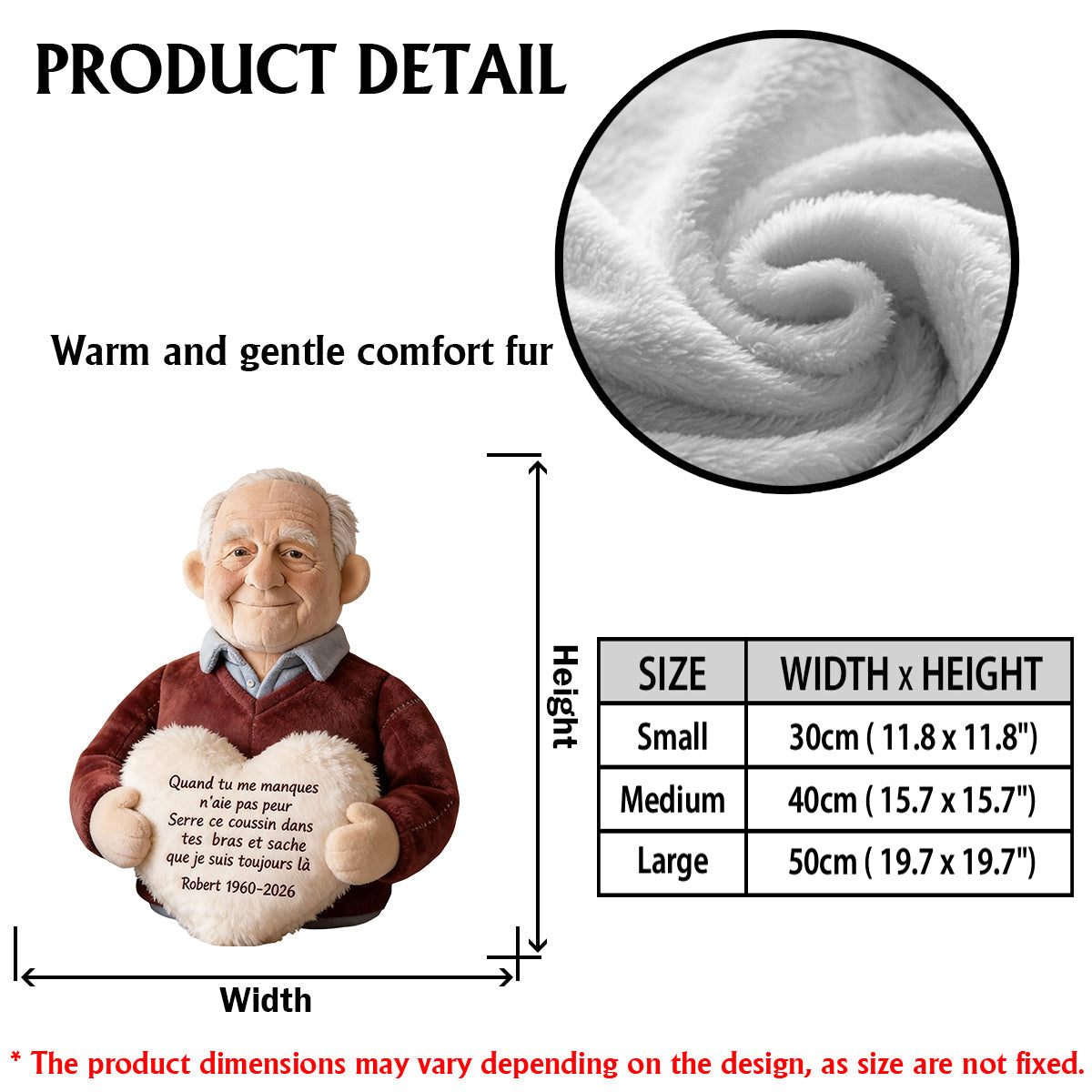 Persönlicher Gedenkbrief aus einem Foto - Almohada Conmemorativa Personalizada de Piel Sintética Premium