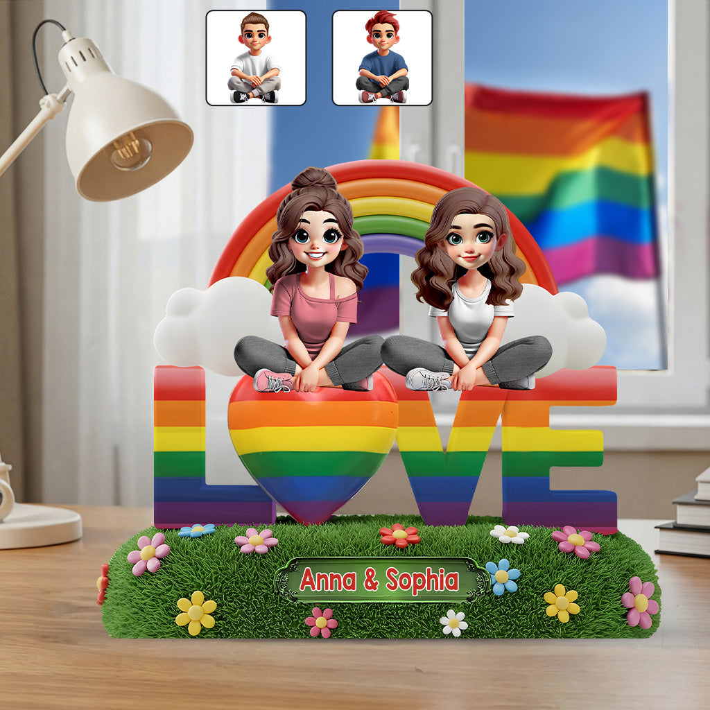 Love Is Love - Personalized LGBT Support Custom Shaped Acrylic Plaque