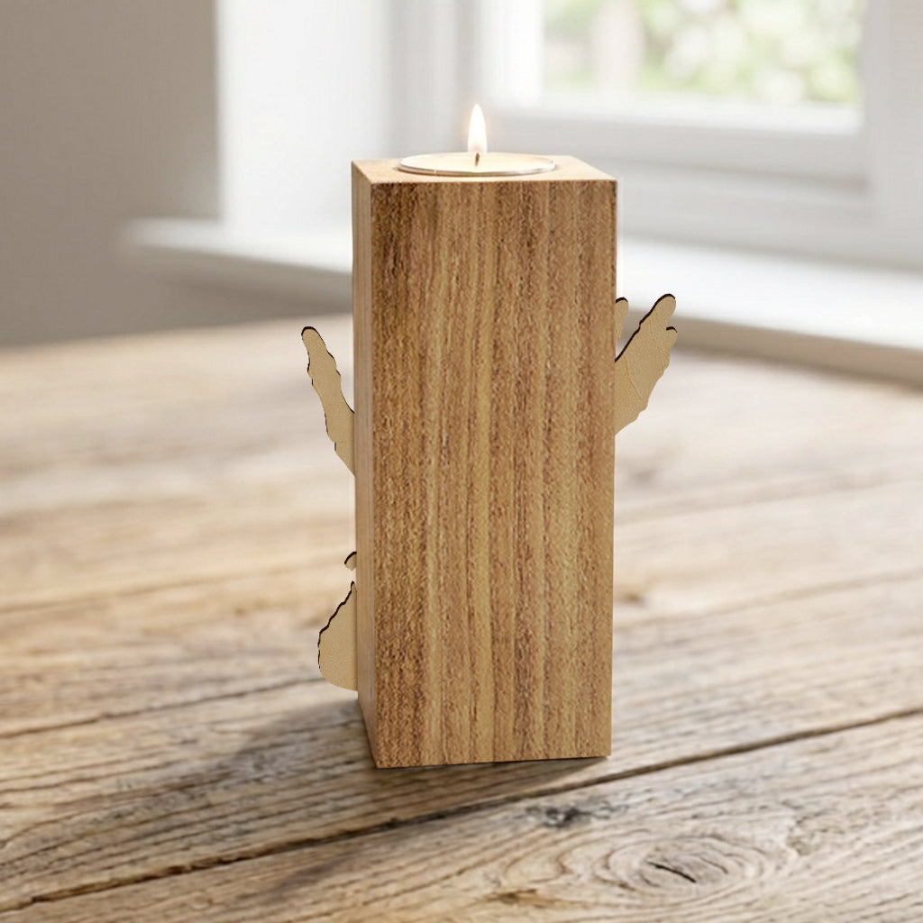 Custom Any Photo, Skeleton Halloween - Personalized Kid Custom Shape Wooden Candle Holder
