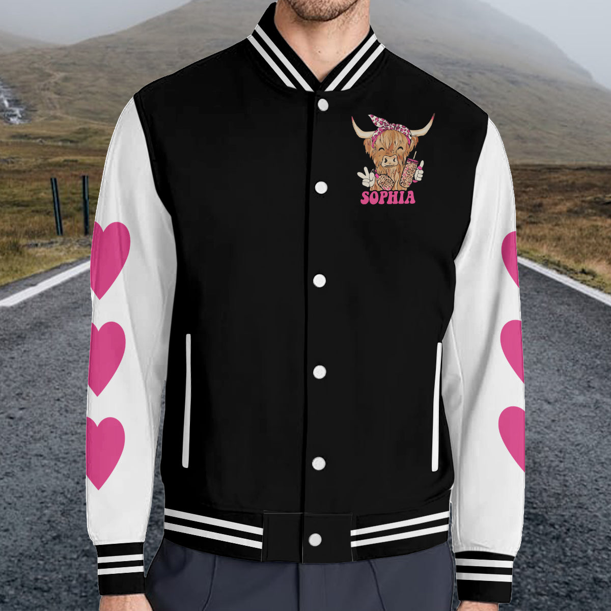 J'adore les vaches Highland - Veste universitaire personnalisée avec motif vache Highland