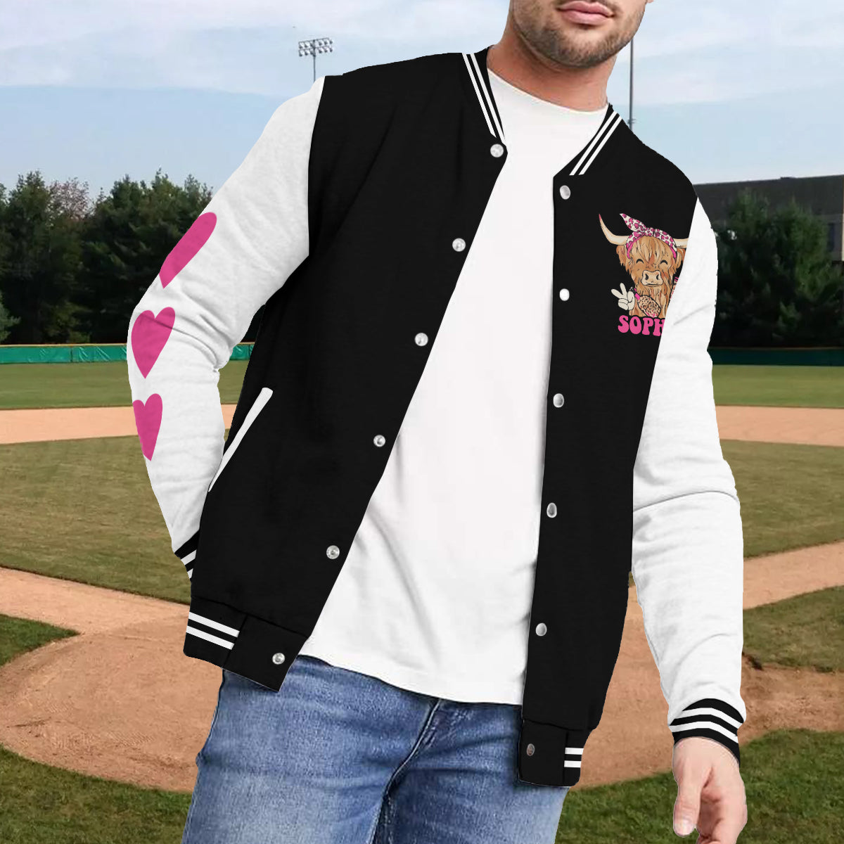 J'adore les vaches Highland - Veste universitaire personnalisée avec motif vache Highland