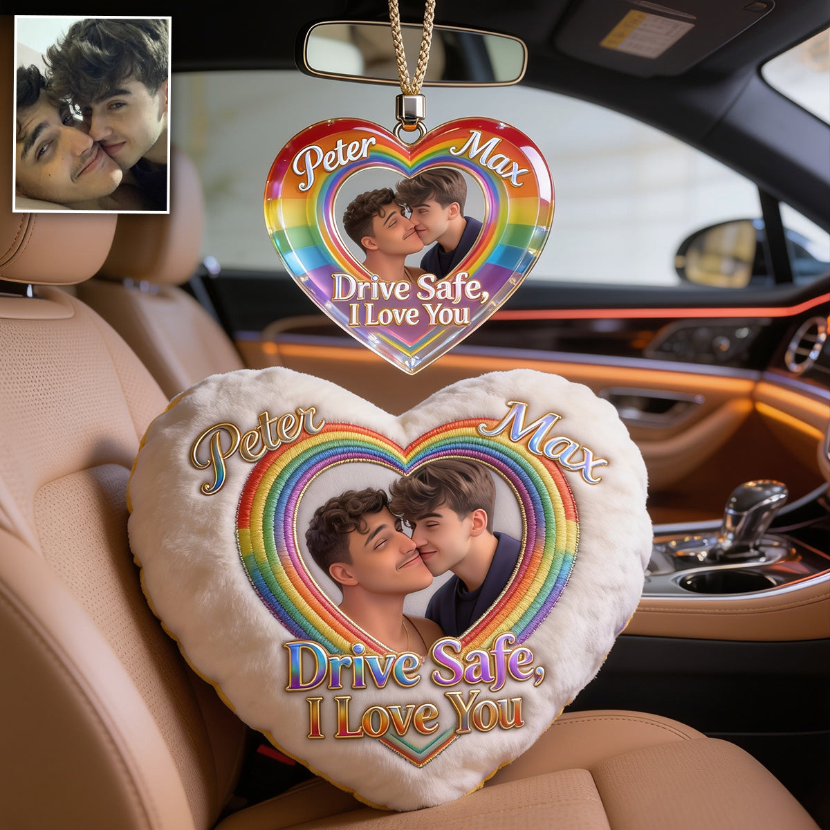 Sicher Fahren - Personalisierter LGBT Unterstützung Kissen & Auto Ornament