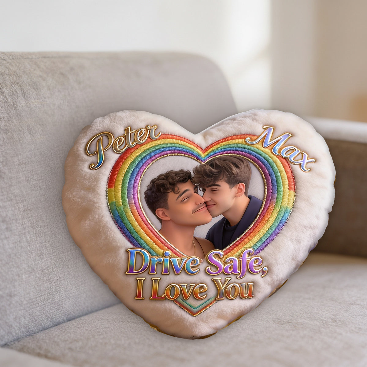 Sicher Fahren - Personalisierter LGBT Unterstützung Kissen & Auto Ornament