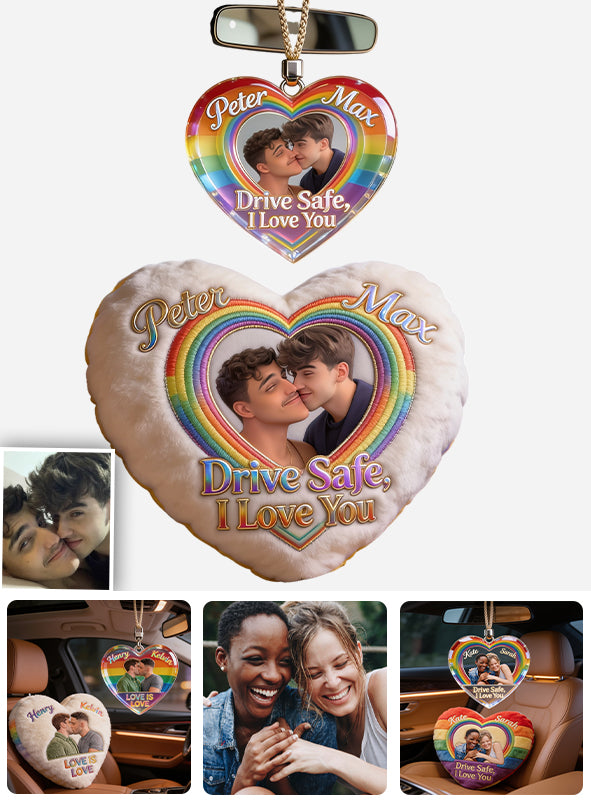 Sicher Fahren - Personalisierter LGBT Unterstützung Kissen & Auto Ornament
