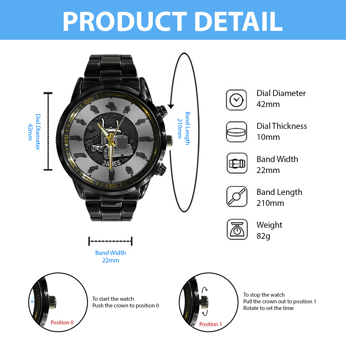 Cool Trucker - Personalized Trucker Hand Watch