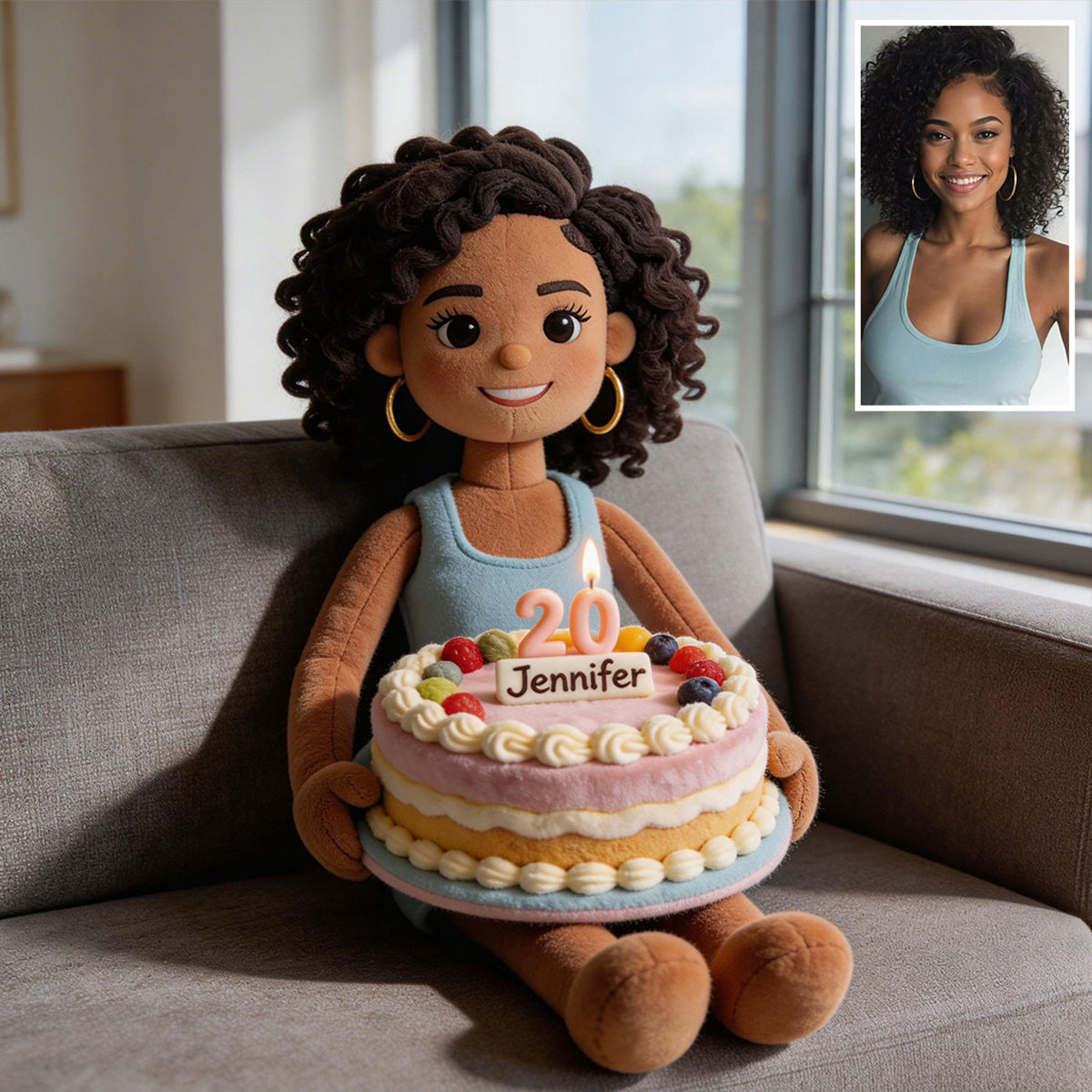 Custom Any Photo - Personalized Birthday Premium Faux Fur Pillow