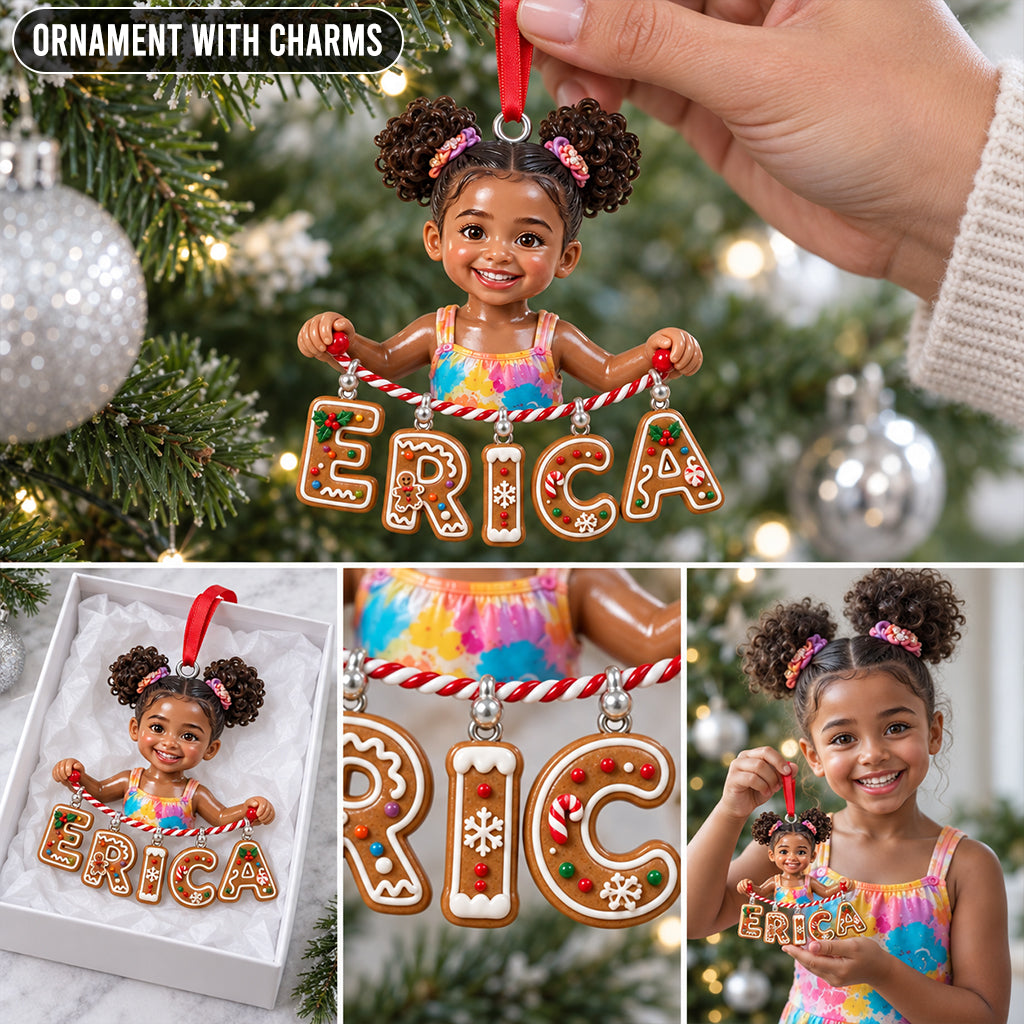 Holding Name Letter Gift For Kids - Personalized Kid Ornament With Charm