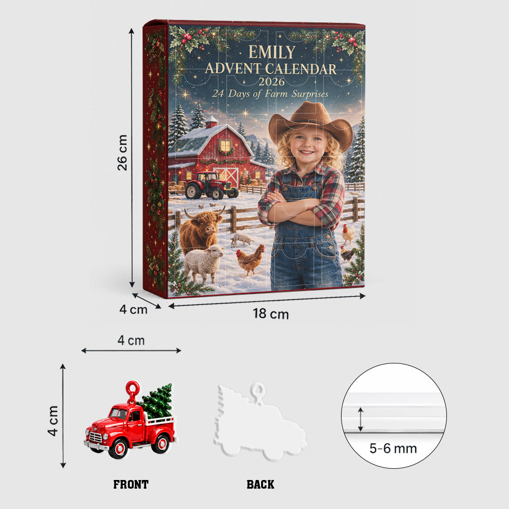 24 Days of Farm Surprises - Personalized Farmer Advent Calendar With 3D Collectibles