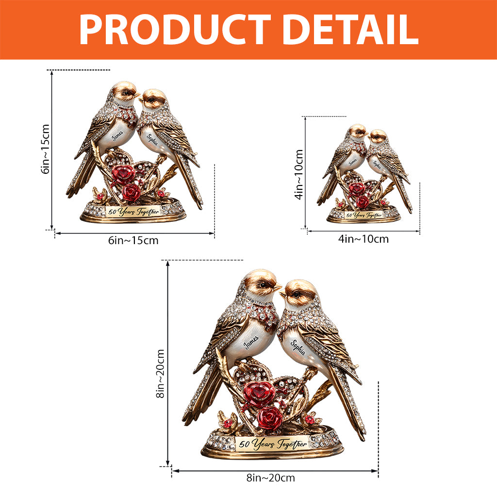 Lovebirds Couple Anniversary 50 Years Together - Personalized Couple Custom Shaped Acrylic Plaque