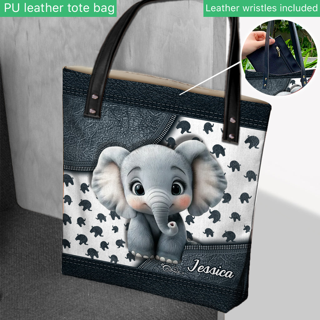 Cute Baby Elephant - Personalized Elephant Tote Bag