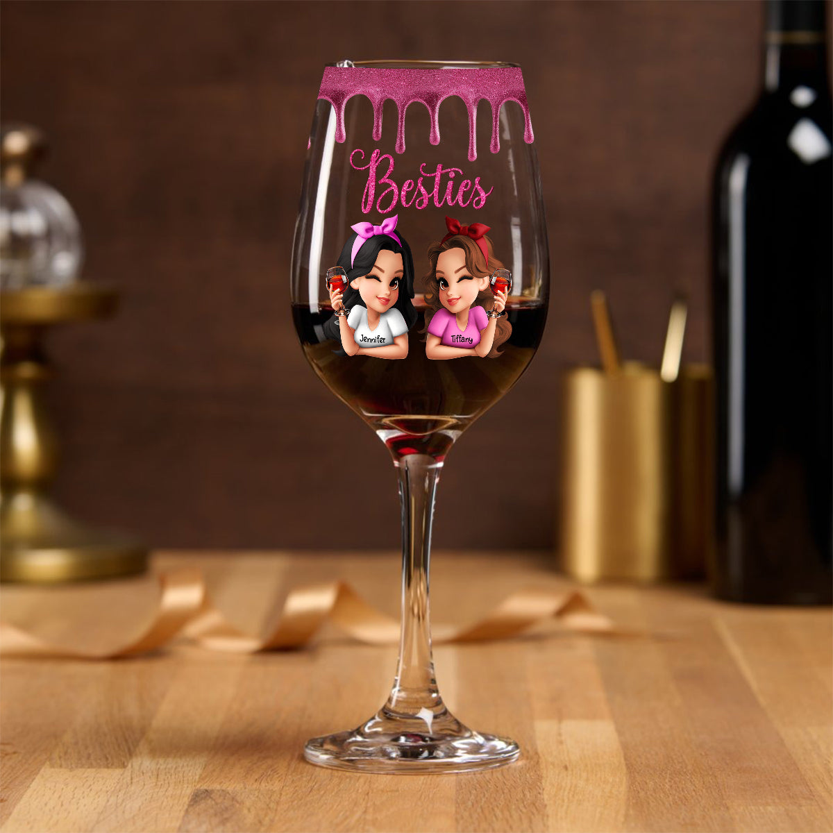 Bestie Tipsy - Personalized Bestie Wine Glass With Long Stem