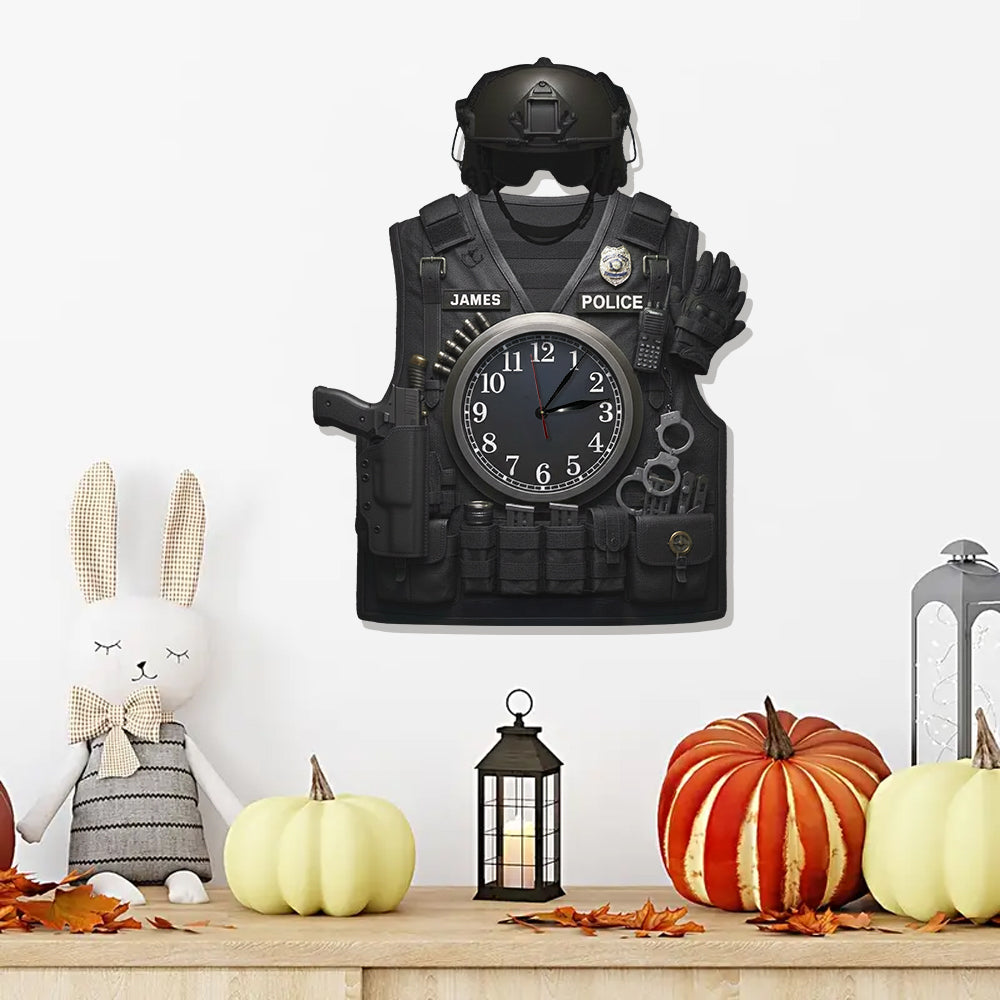 Serve And Protect - Personalized Police Officer LED Light Wall Clock