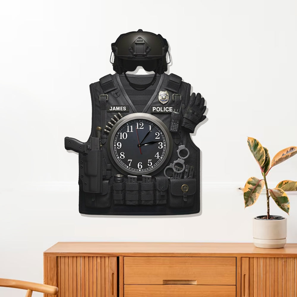Serve And Protect - Personalized Police Officer LED Light Wall Clock