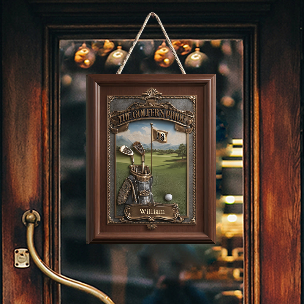 The Golfer's Pride - Personalized Golf Custom Shaped Wood Sign