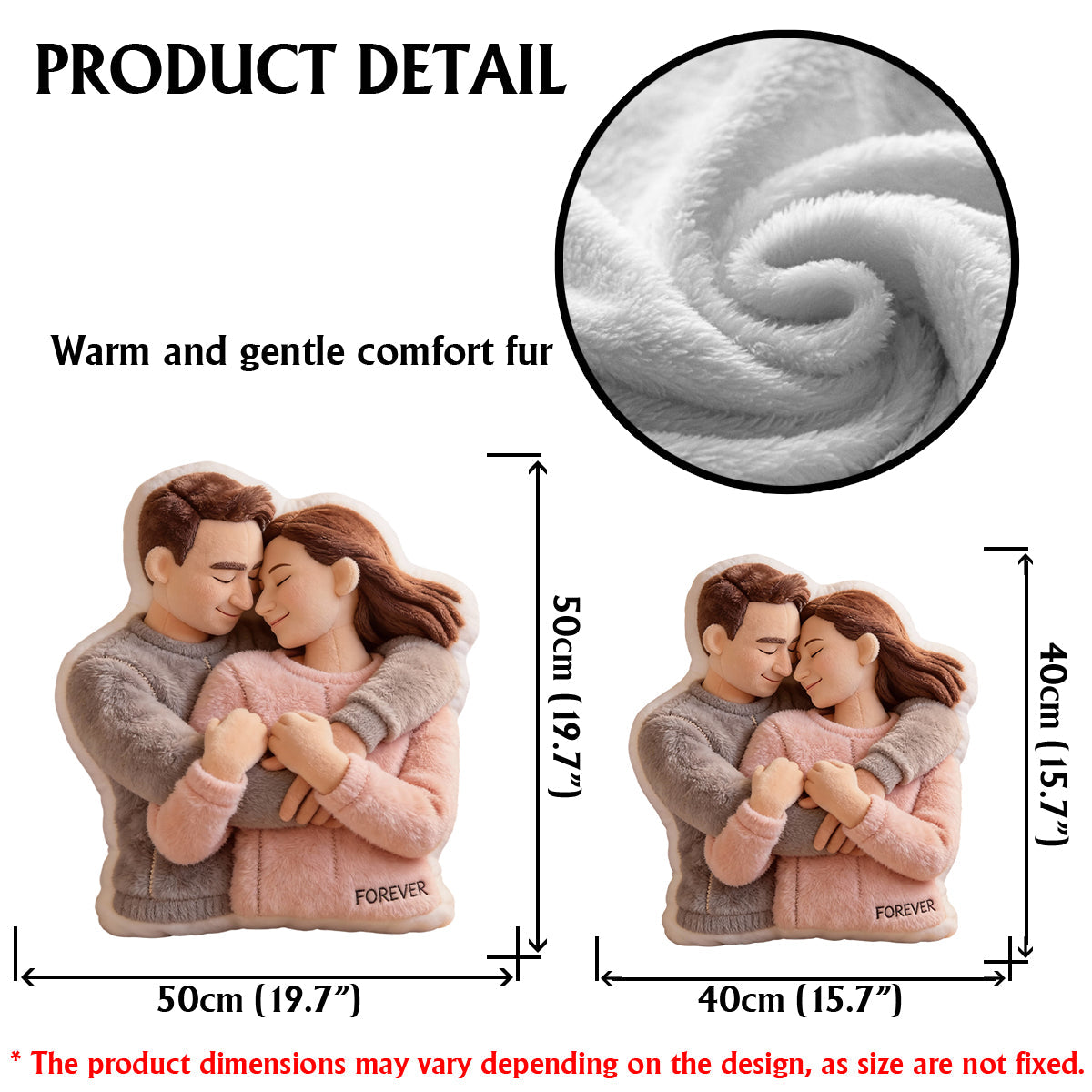 Custom From Photo - Meaningful Gifts - Personalized Couple Faux Fur Shaped Pillow