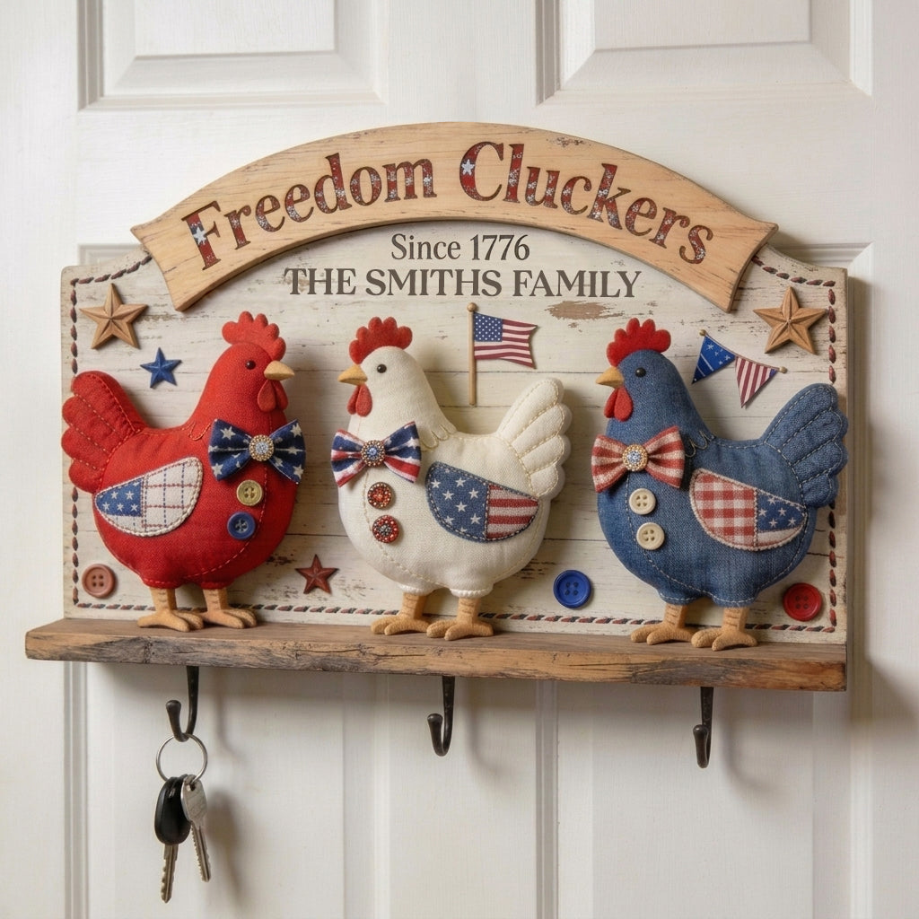 Freedom Cluckers - Personalisierter Hängeregal für Hühner