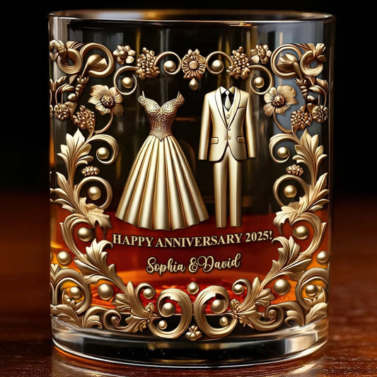 Unique Gift For Him, Couple Anniversary Gift - Personalized Couple Whiskey Glass