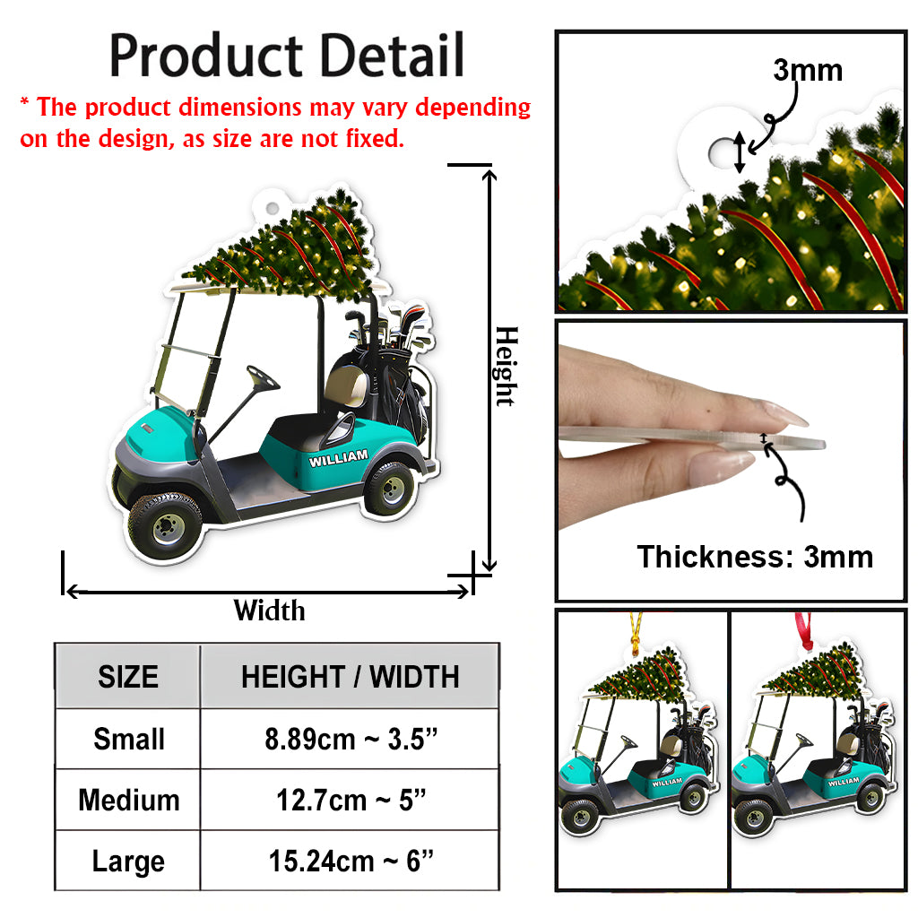 Voiturette de golf amusante - Ornement transparent personnalisé pour le golf
