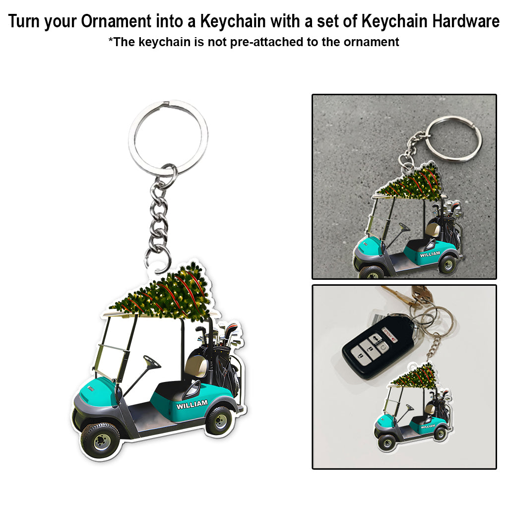 Voiturette de golf amusante - Ornement transparent personnalisé pour le golf