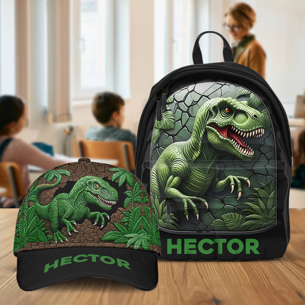 Love Dinosaur - Personalized Kid Classic Cap & Backpack