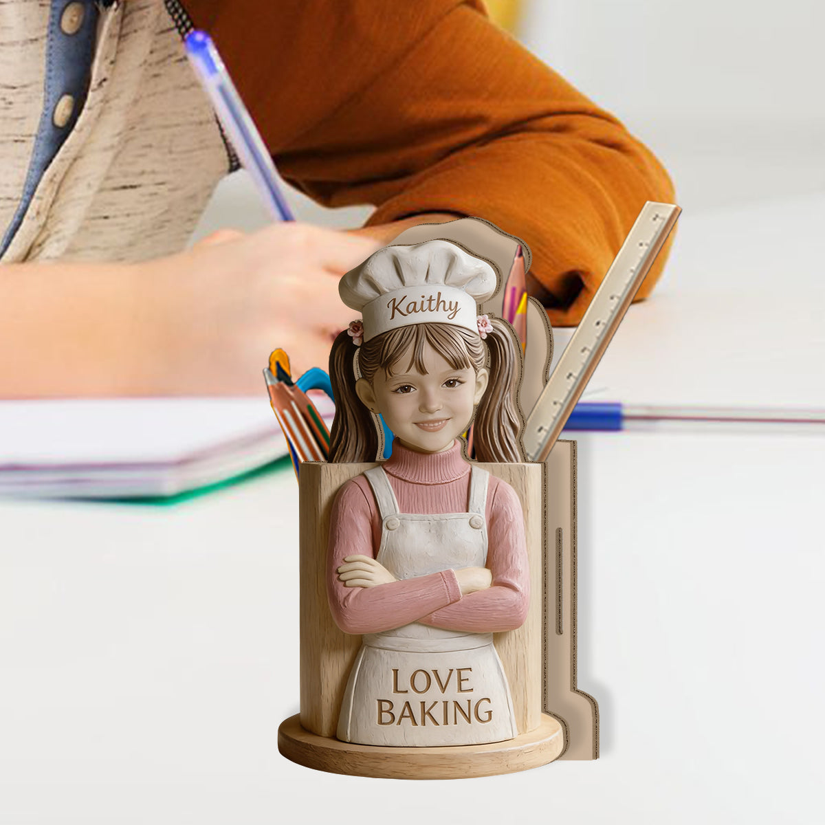 Liebe Backen - Personalisierter Holzhalter für Backutensilien