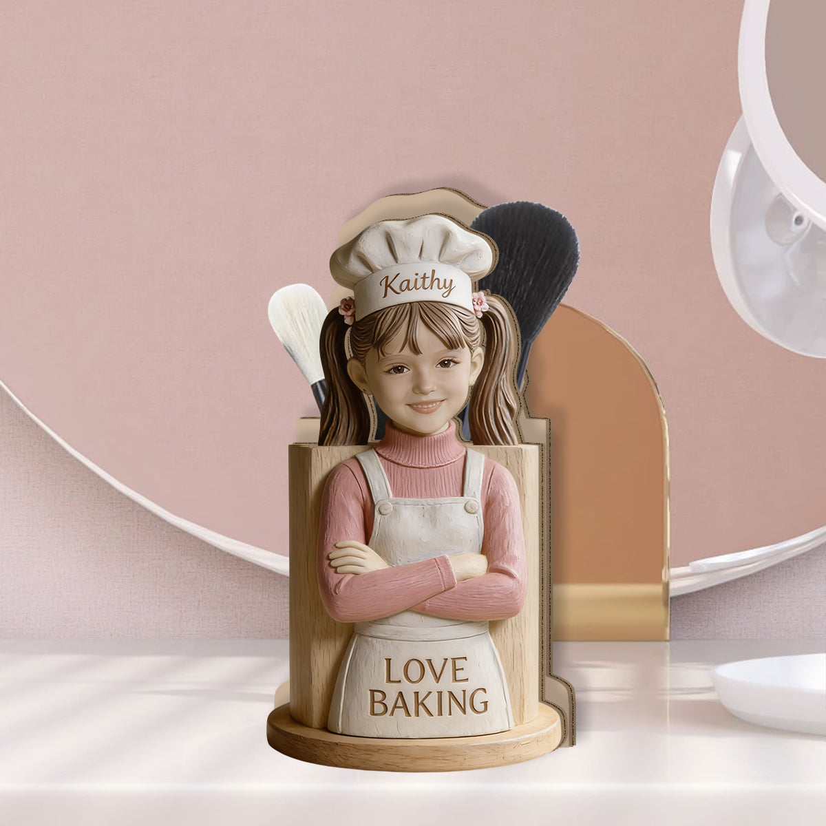 Liebe Backen - Personalisierter Holzhalter für Backutensilien
