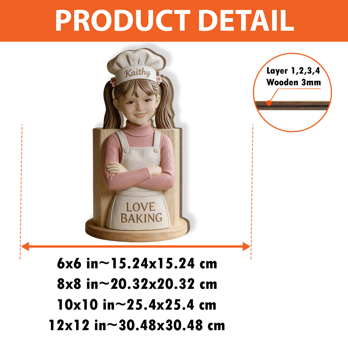 Liebe Backen - Personalisierter Holzhalter für Backutensilien