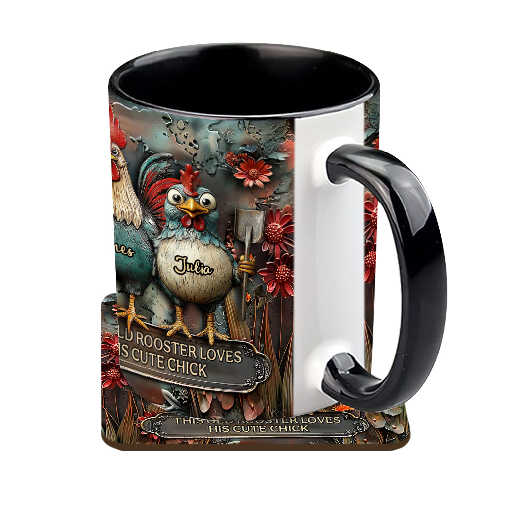 This Old Rooster Loves His Cute Chick - Personalized Chicken Accent Mug