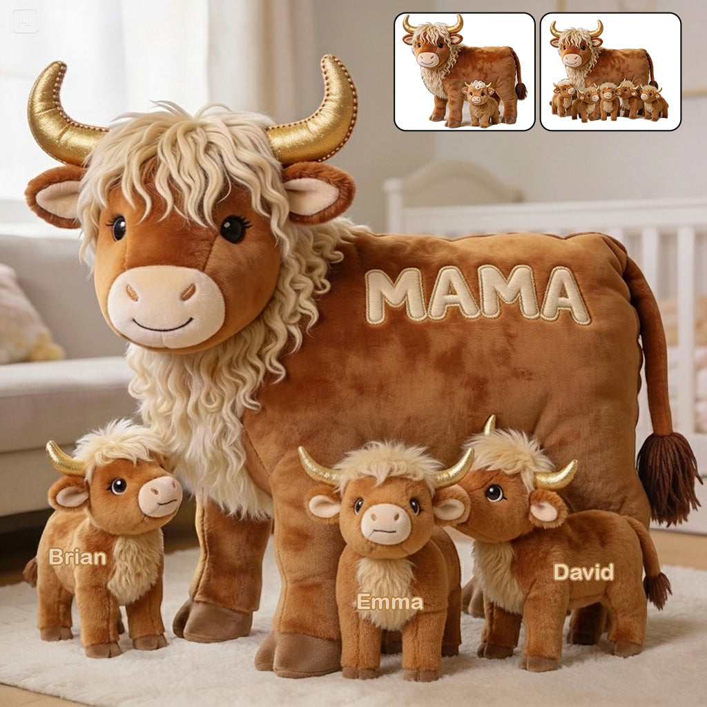 Cadeau « Maman Vache » pour maman/grand-mère - Coussin personnalisé en fausse fourrure en forme de grand-mère