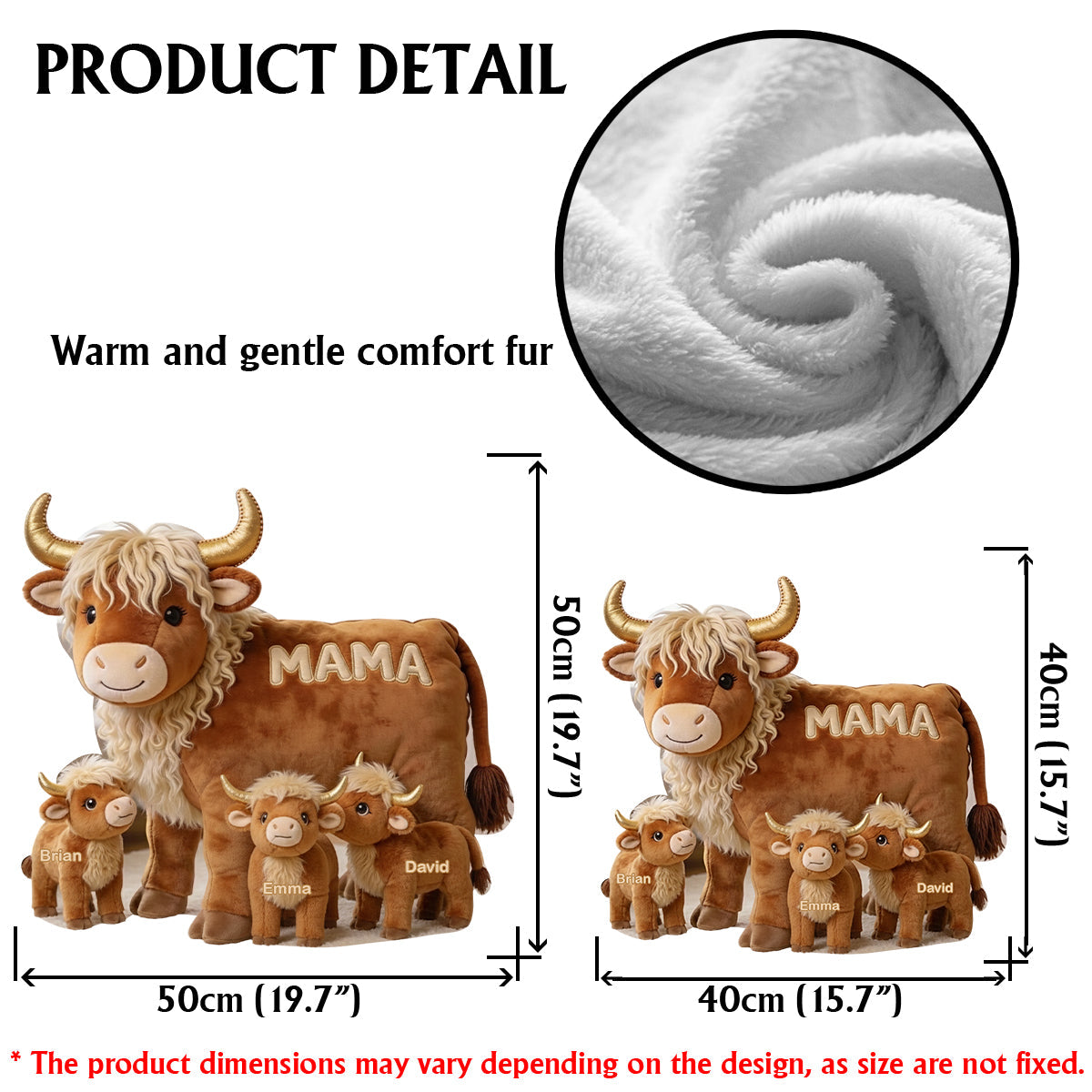 Cadeau « Maman Vache » pour maman/grand-mère - Coussin personnalisé en fausse fourrure en forme de grand-mère