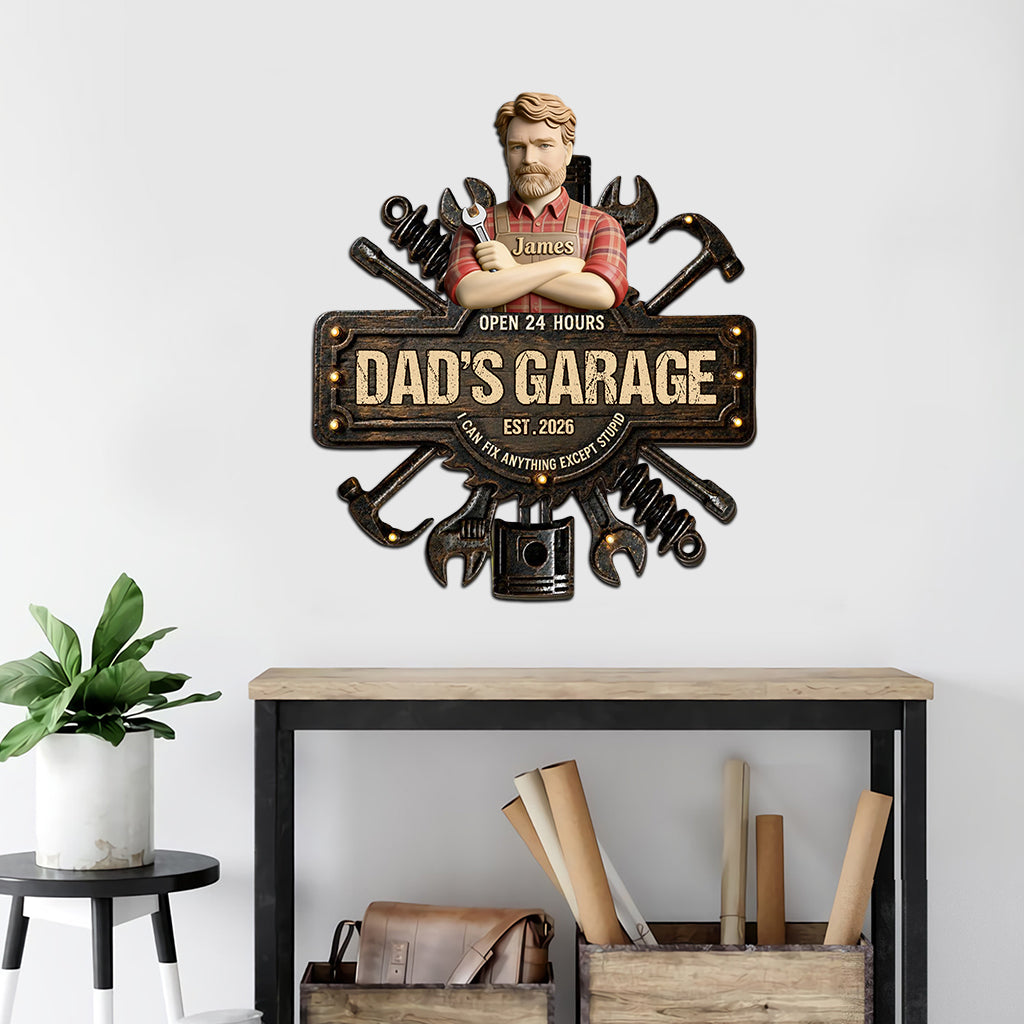 Garage de Papa - Plaque Métallique Personnalisée pour Père