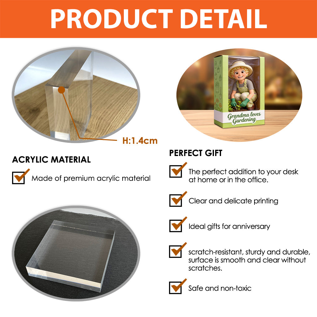 Jedes Hobby, jedes Foto – Gärtnern, Lesen, Nähen … – Personalisierte Acrylplakette in individueller Form zum Thema Gärtnern