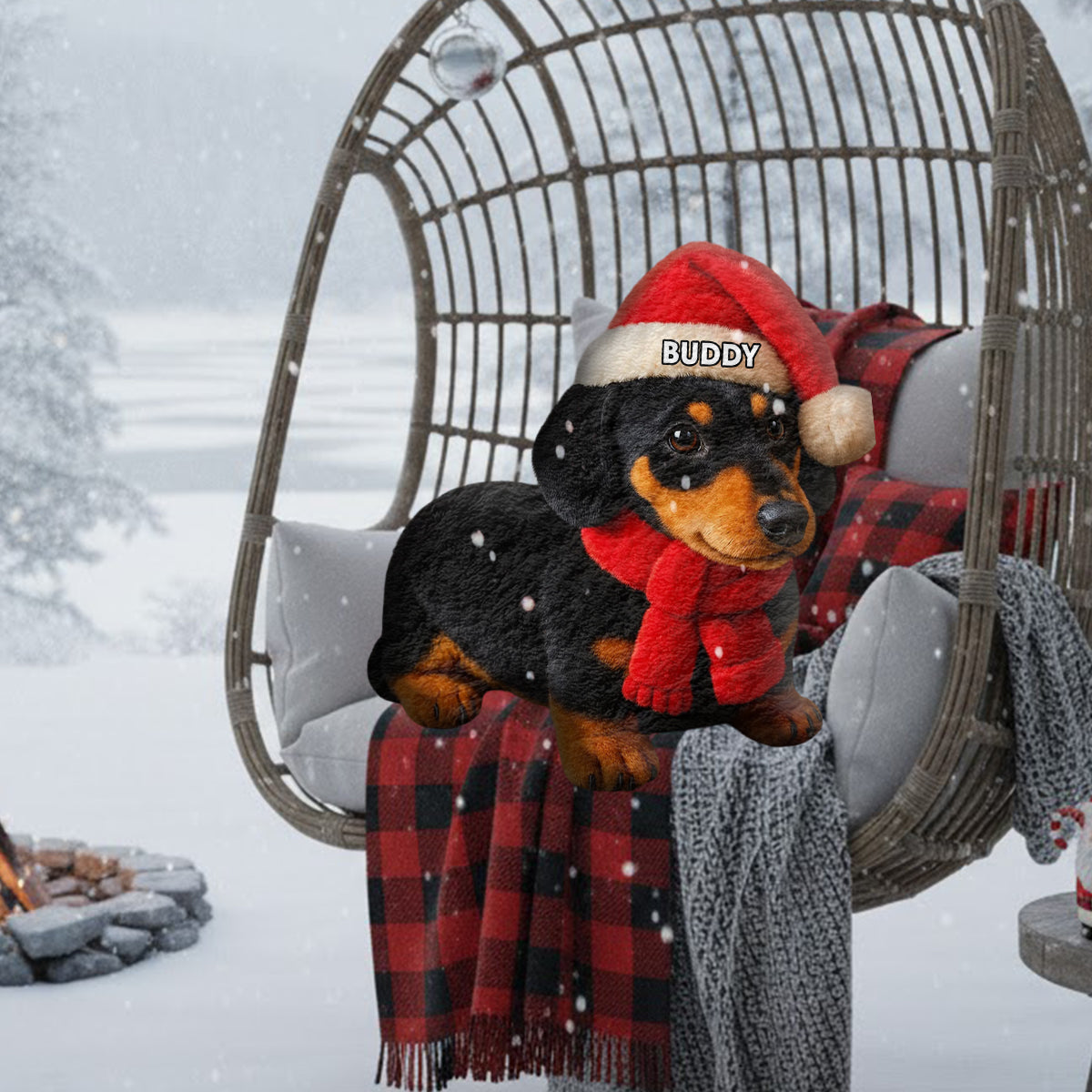 Pet Christmas - Personalized French Bulldog Dog Faux Fur Shaped Pillow