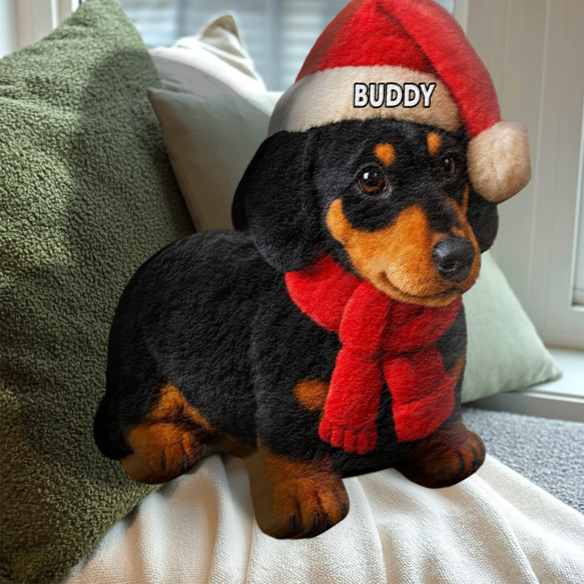 Pet Christmas - Personalized French Bulldog Dog Faux Fur Shaped Pillow