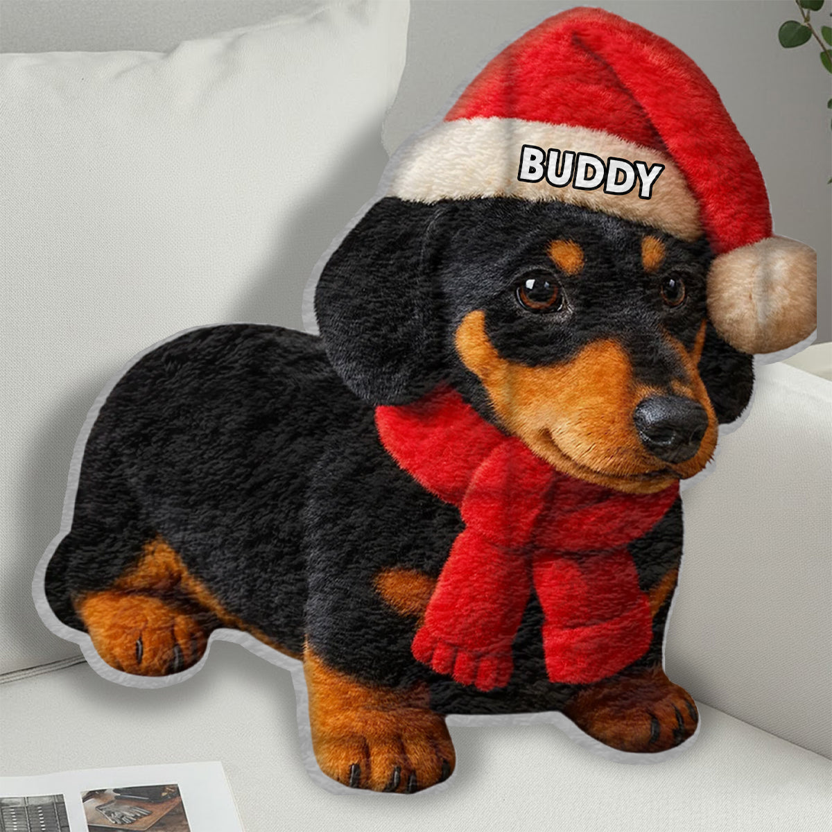 Pet Christmas - Personalized French Bulldog Dog Faux Fur Shaped Pillow