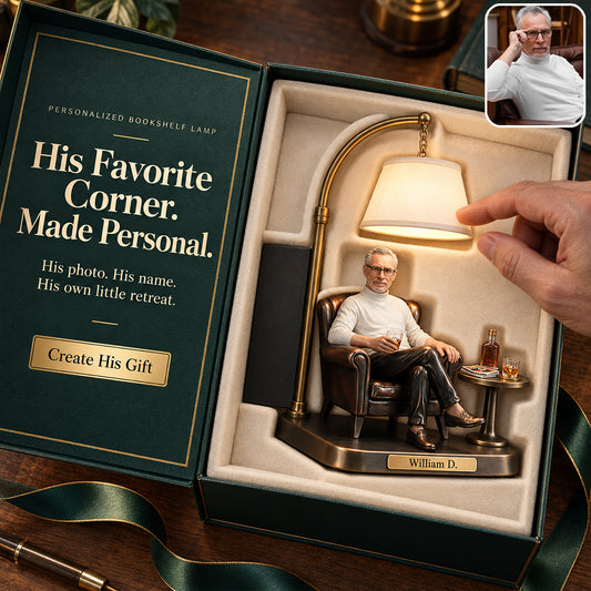 Any Photo - Personalized Real Men Bookshelf Lamp