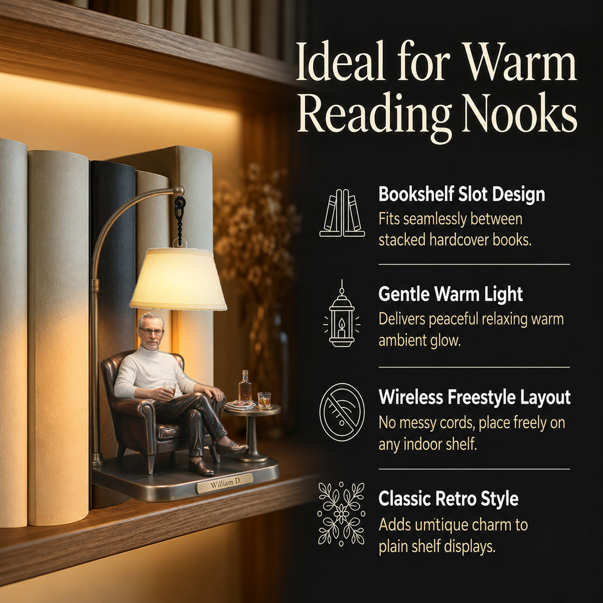 Any Photo - Personalized Real Men Bookshelf Lamp