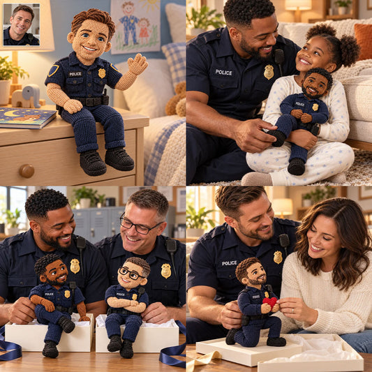 Custom From Any Photo - Personalized Police Officer Posable Plush Doll