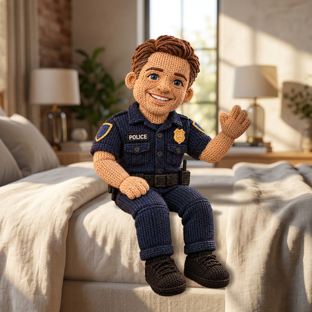 Custom From Any Photo - Personalized Police Officer Posable Plush Doll