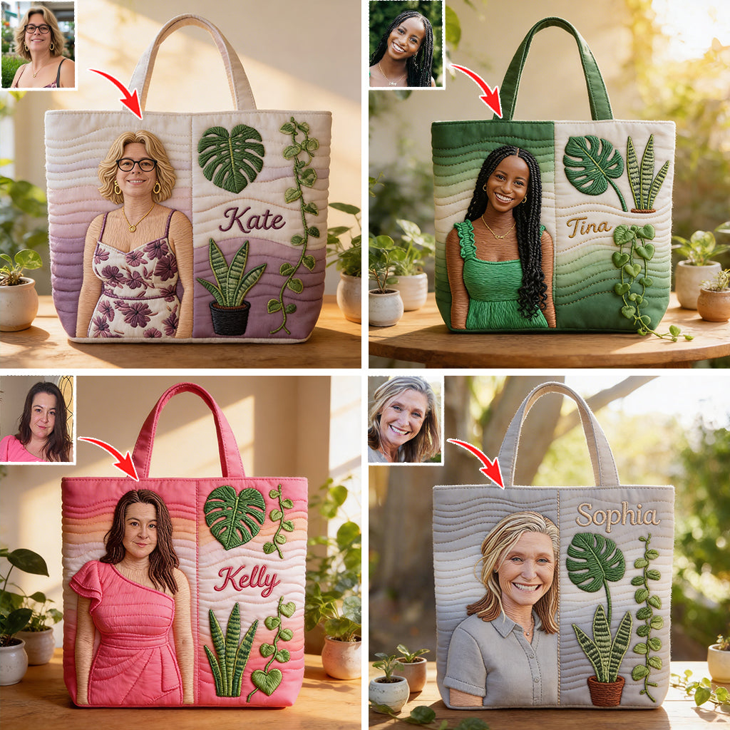 Custom Any Photo Love Plants - Personalized Gardening Quilted Tote Bag