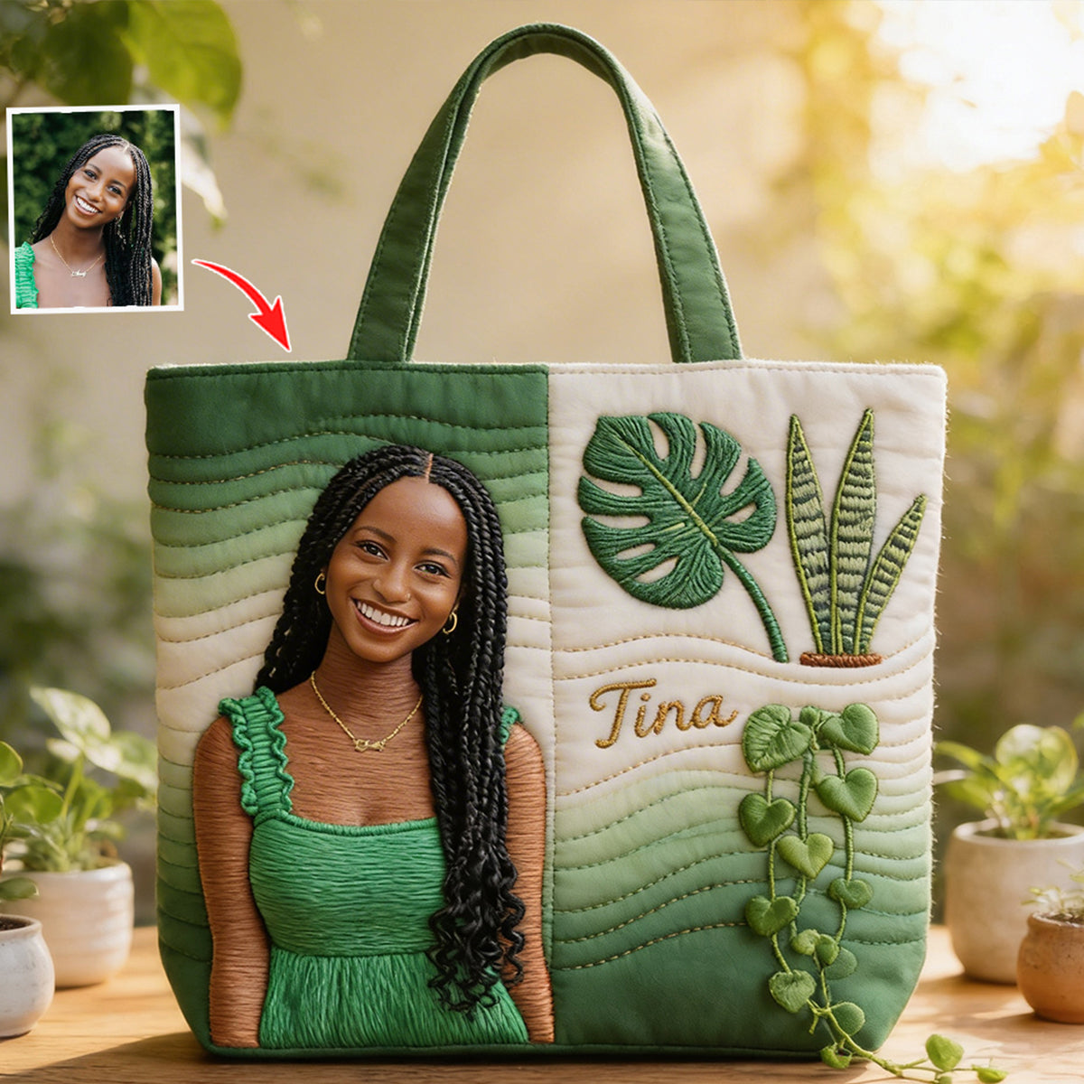 Custom Any Photo Love Plants - Personalized Gardening Quilted Tote Bag