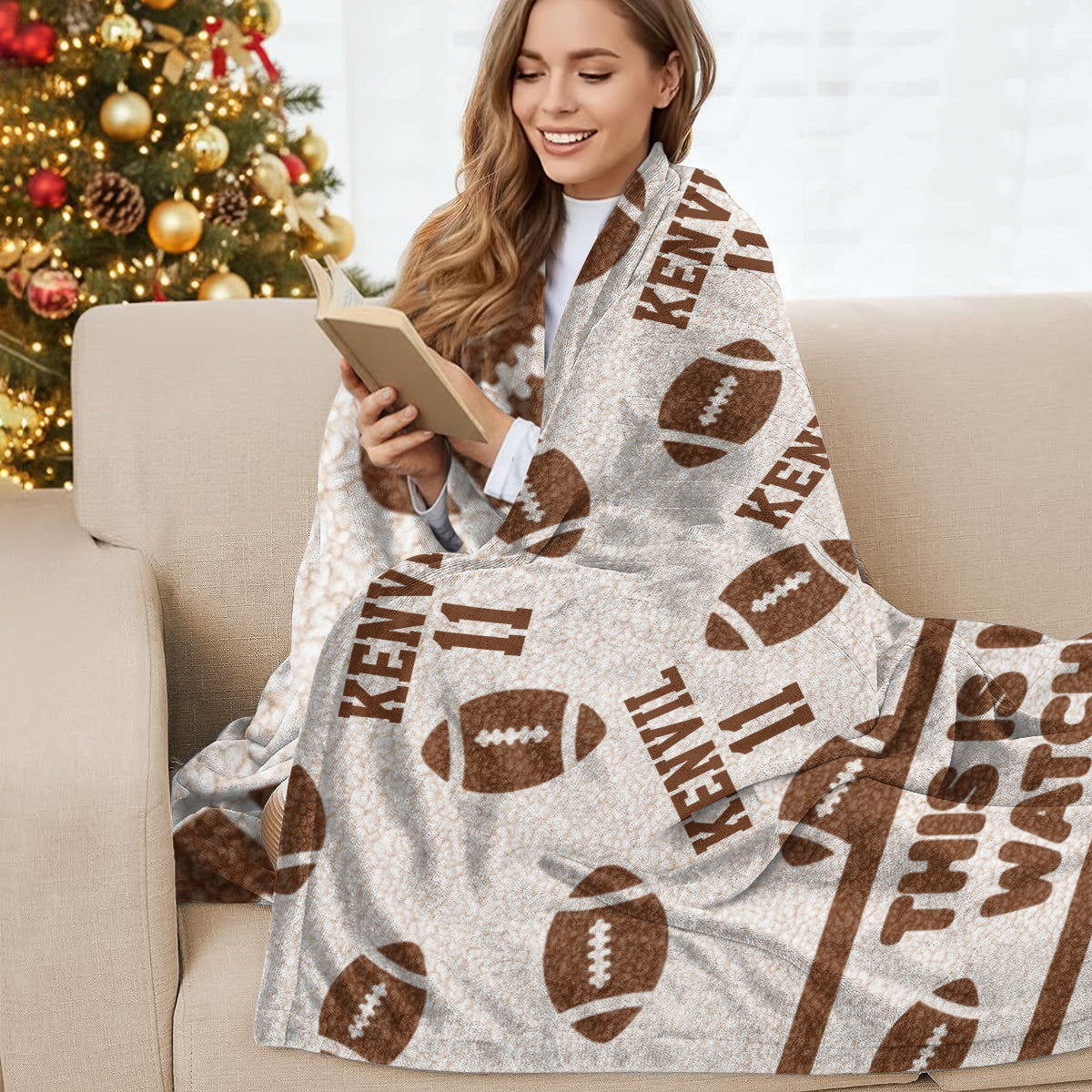 This Is My Football Watching Blanket - Personalized Football Wearable Blanket