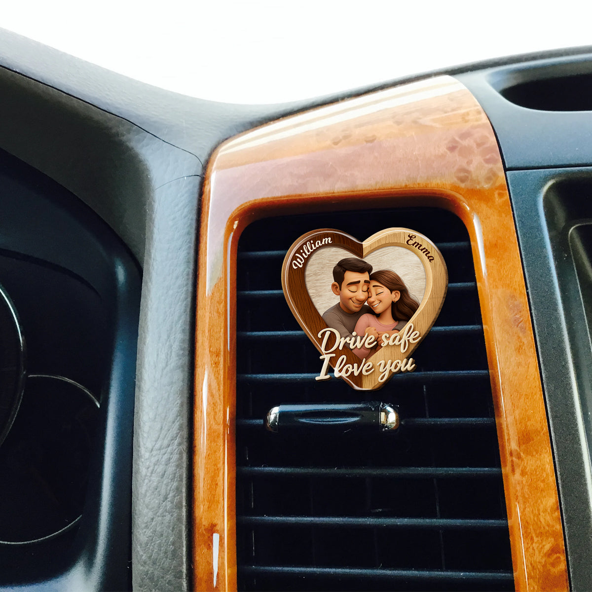 Drive Safe I Love You - Personalized Couple Shaped Car Visor Clip