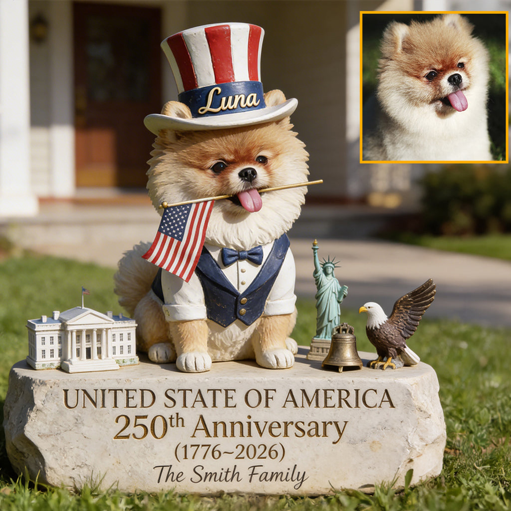 Pet Celebrate USA 250. Geburtstag - Personalisierte Hund Acrylic Gartenstele/ Acrylplakette