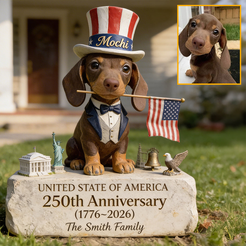 Pet Celebrate USA 250. Geburtstag - Personalisierte Hund Acrylic Gartenstele/ Acrylplakette