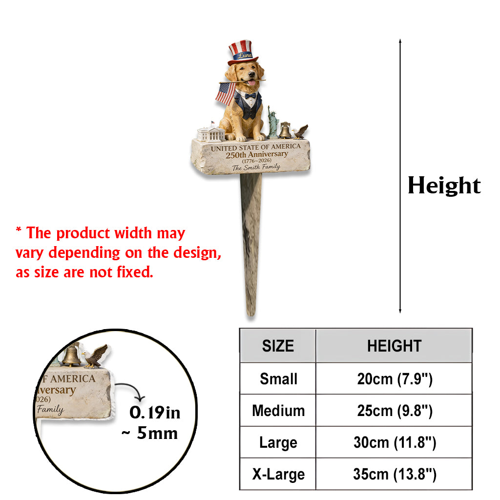 Pet Celebrate USA 250. Geburtstag - Personalisierte Hund Acrylic Gartenstele/ Acrylplakette